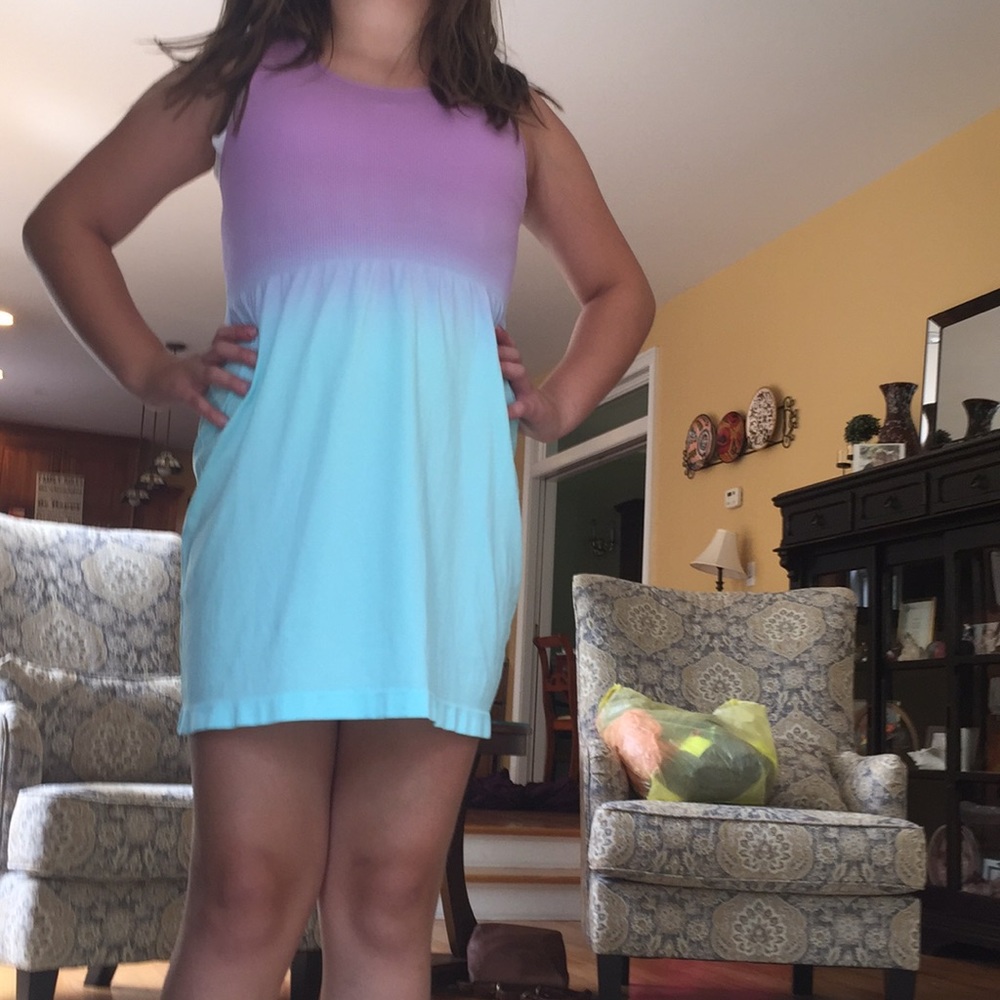blue and purple dress